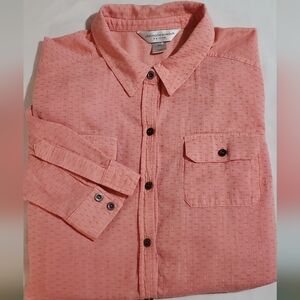 Christopher & Banks Coral Button-Up Blouse.  Full Or 3/4 Lenght Sleeves. Sz PM